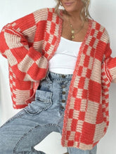 Plaid Open Front Long Sleeve Cardigan OutfitFlow